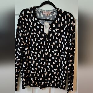 Philosophy Black, White and Pink Poka Dot Cardigan NWT